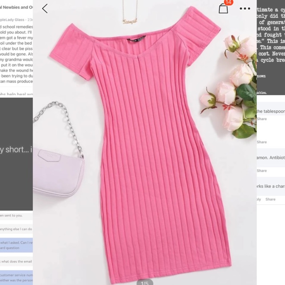 SHEIN VNeck Ribbed Bodycon Dress